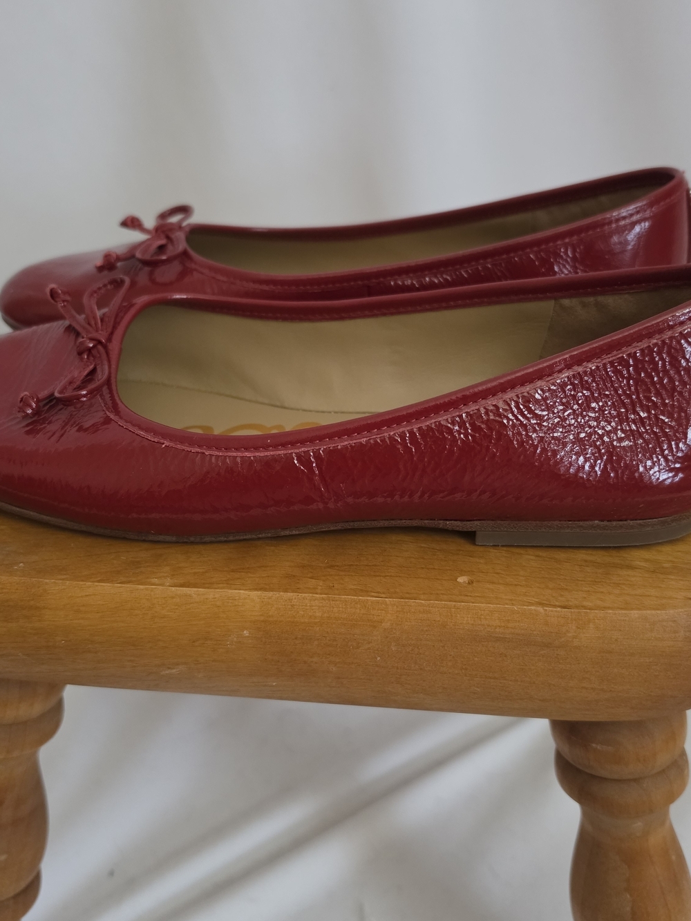 Sam Edelman Red Patent Ballet Flats with Bow - Picture 2 of 4
